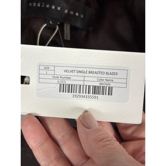 Endless Rose Velvet Blazer Large Brown Single Breasted Boyfriend Relaxed Lined - Picture 5 of 12